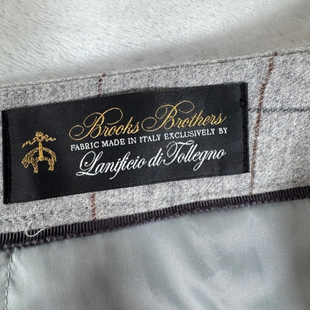 Brooks Brothers Womens 8 Trousers Grey Windowpane Wool Cashmere Wide Leg 42346 - Picture 5 of 12